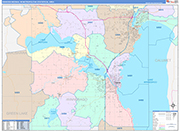 Oshkosh-Neenah Metro Area Wall Map Color Cast Style
